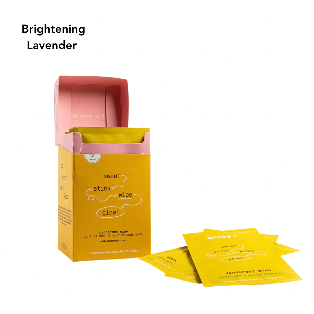 Busy Co. Deodorant Wipes - Brightening Lavender, 15 ct.