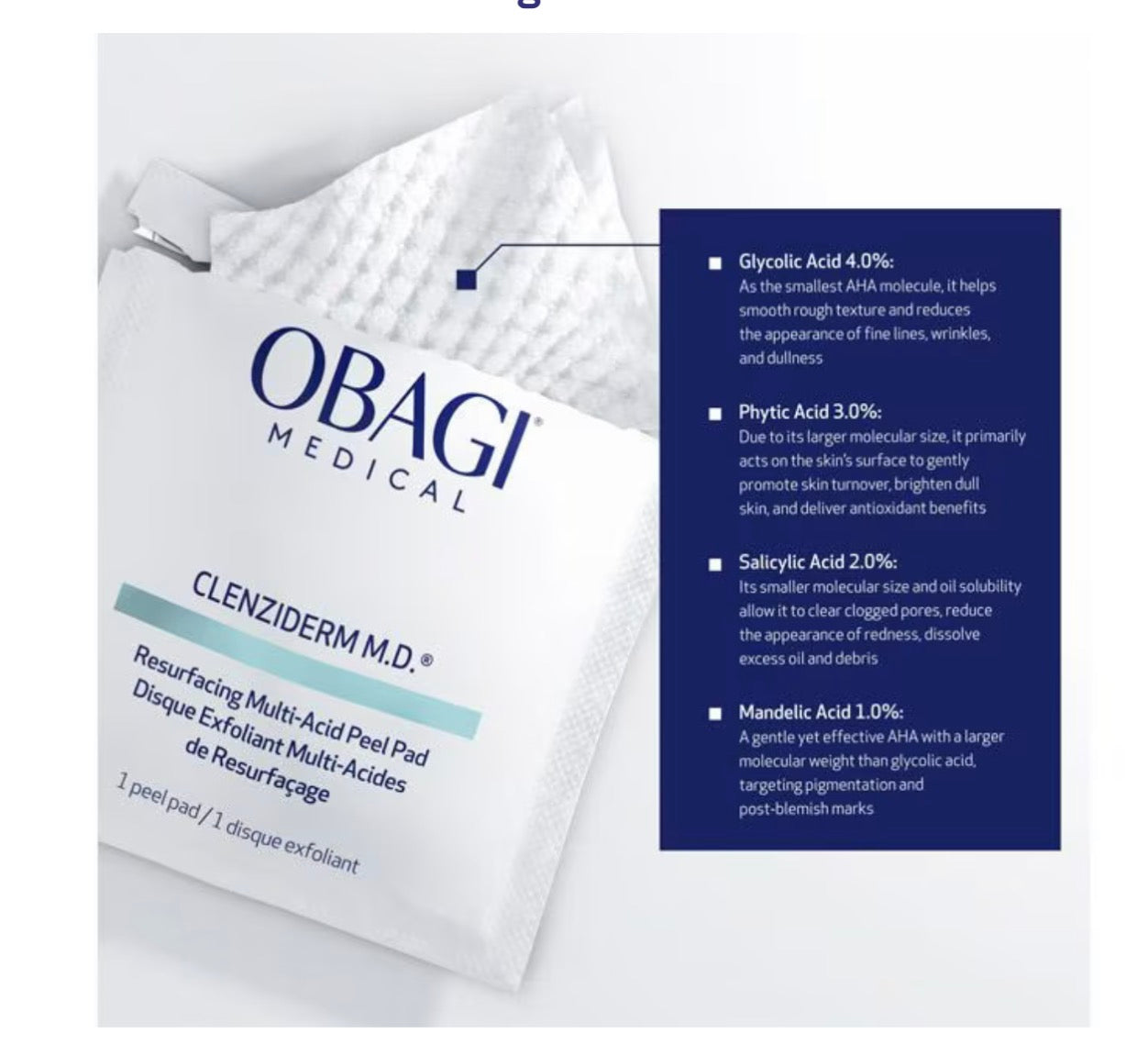 Obagi® Clenziderm M.D Resurfacing Multi-Acid Peel Pad